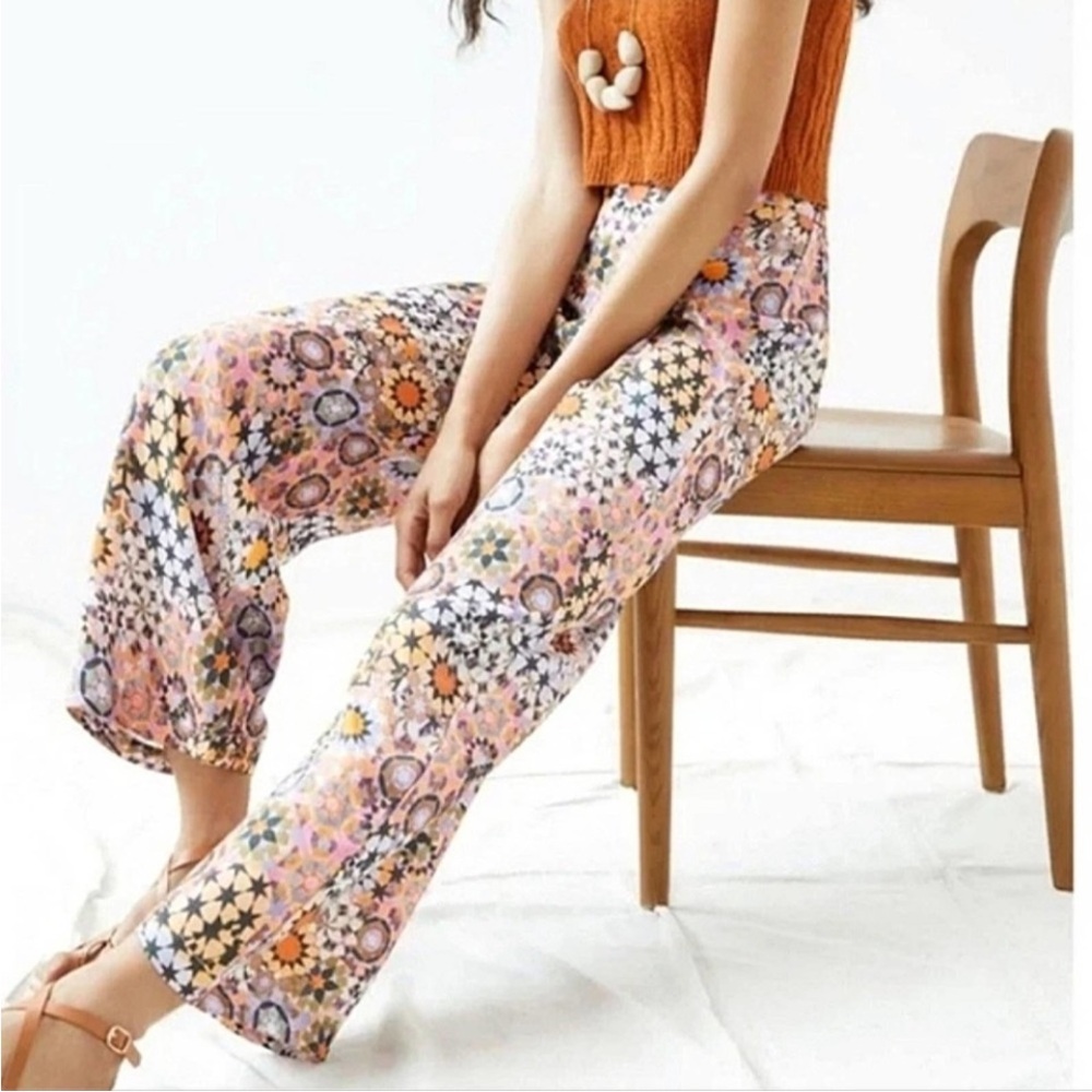 Anthropologie Geometric Straight Wide Leg Pant Size 6.
